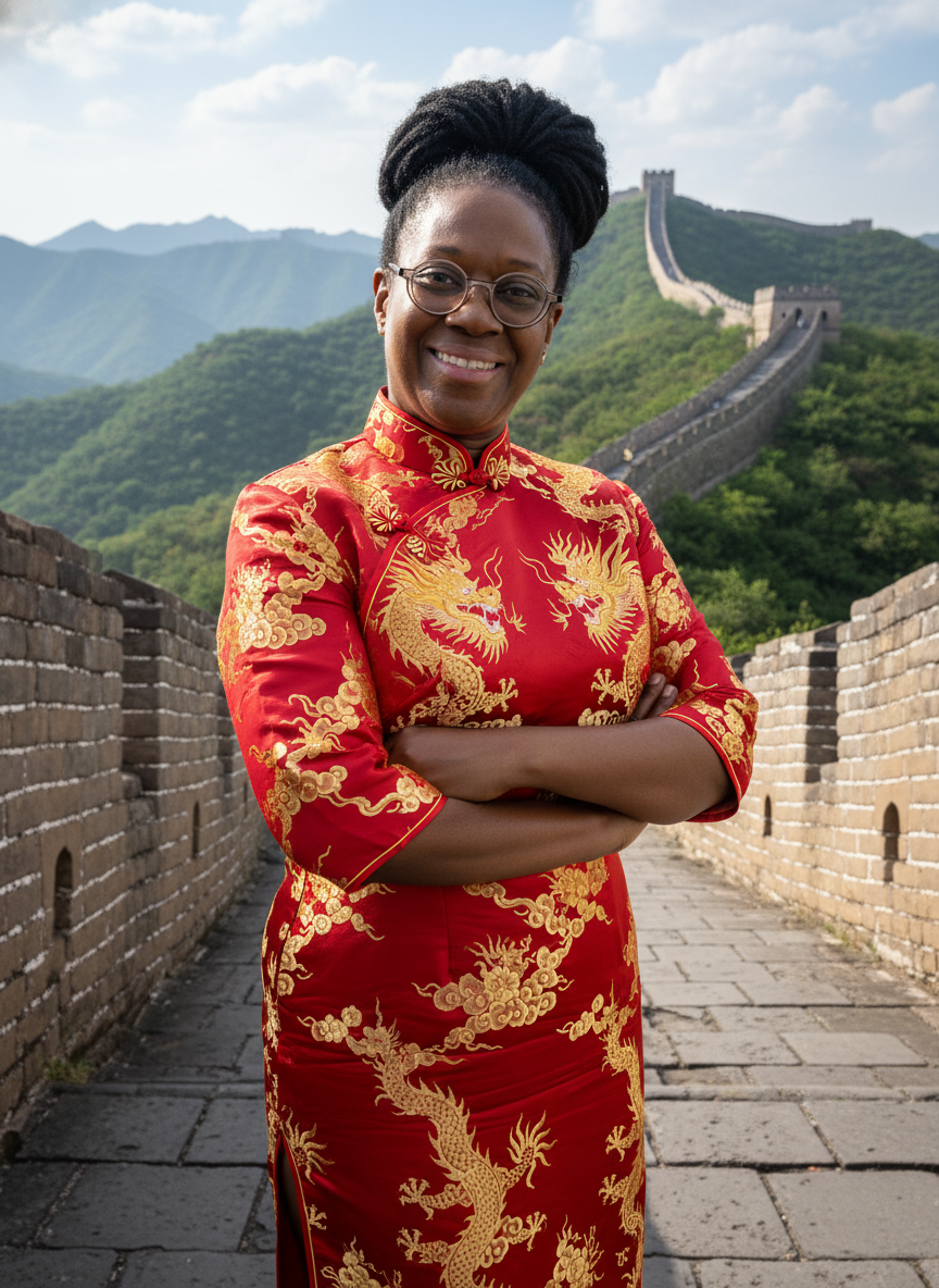 Nadia bij de Chinese Muur